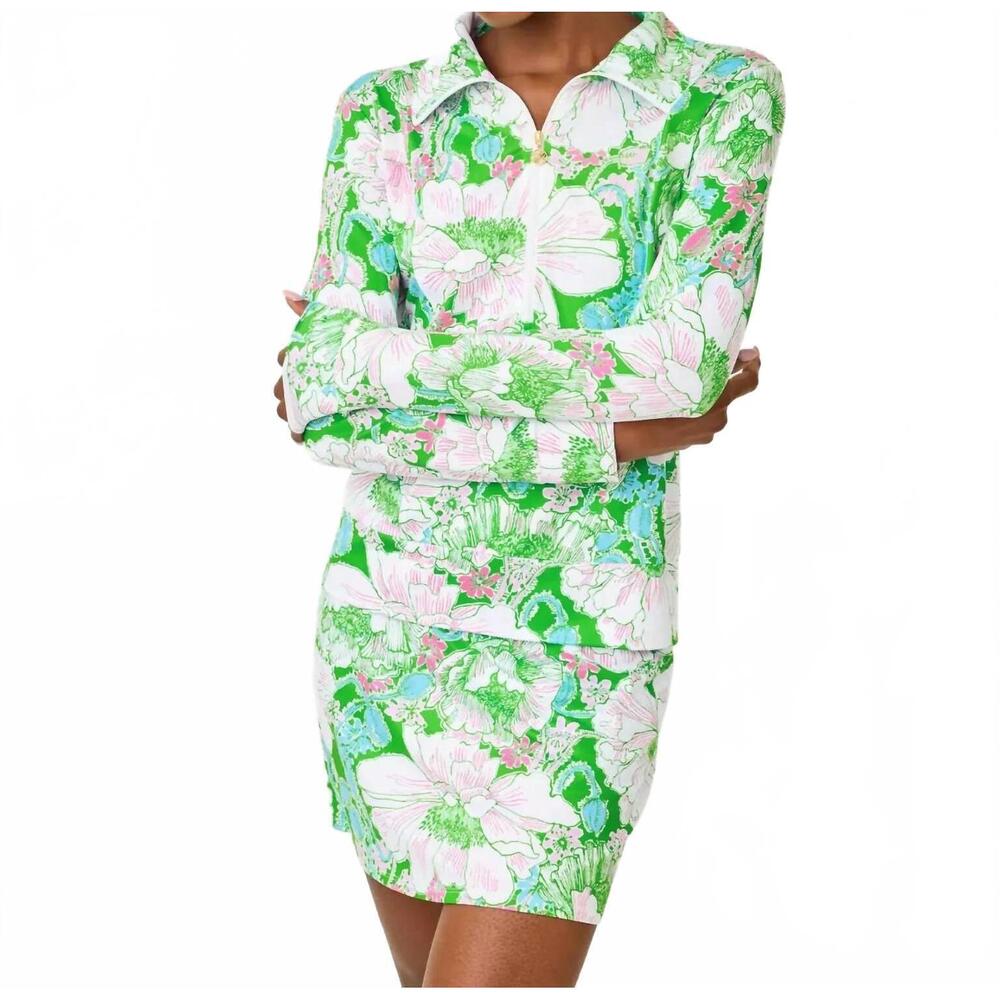 NEW LILLY PULITZER eleni pullover top in putting green poppyland - Picture 4 of 7